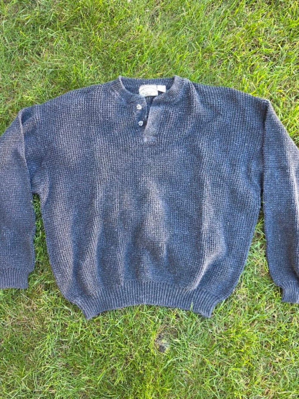 Vintage 90s American Eagle XL Gray Henley Knit Sweater